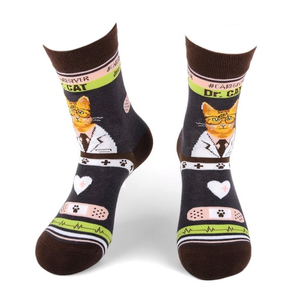 Finery Mens Wear Accessories - Health Care Heroes -Dr. Cat- Novelty Socks S/M